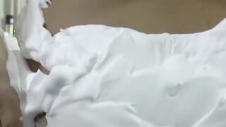 Naughty blonde GILF Lacey Star foam sprays young busty dyke