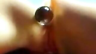 Playing With A Glass Dildo In The Anus