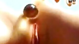 Playing With A Glass Dildo In The Anus