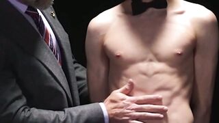 Austin Young's ass grinds on hairy daddy Lance Charger's cock