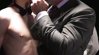 Austin Young's ass grinds on hairy daddy Lance Charger's cock