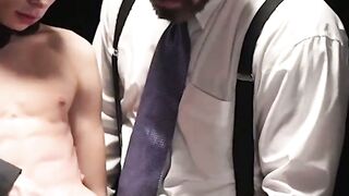 Austin Young's ass grinds on hairy daddy Lance Charger's cock