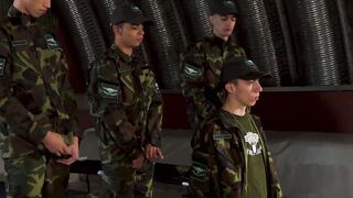 Sergeant Joris Leonard hates late and gives strict naughty discipline