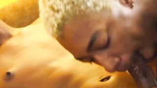 Blonde bottom Blaisen Shon is cock starved and hung black stud King Bae is ready to s