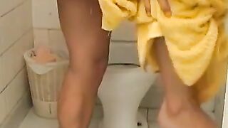 Muscular and hot Brazilian stallion masturbates after shower