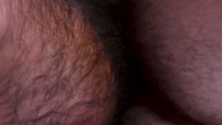 Bear is rimming his partner before fingering his hairy ass