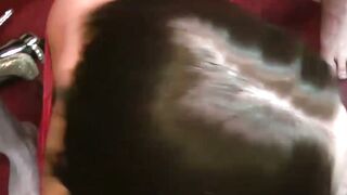 Busty cum slut Samantha sucking on massive cocks in orgy