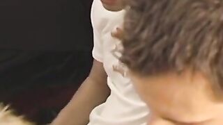 Smooth twinks spray warm cum after passionate masturbation