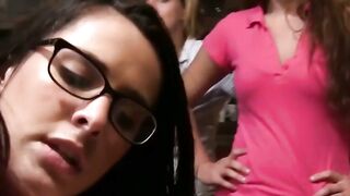 College babes stripped and humiliated outdoor before fucking