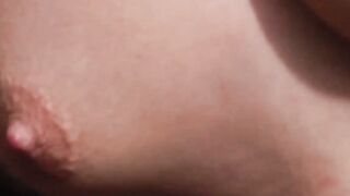 Redhead babe with natural tits fucks older man outdoor