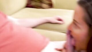 Naughty British babe Sienna Hudson deepthroated by nerd