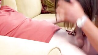 Naughty British babe Sienna Hudson deepthroated by nerd