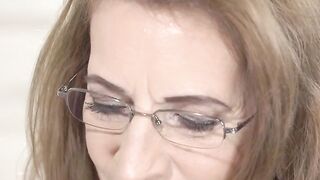 Wicked mature woman grabs the dick and fucks on a couch