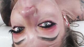 Tattooed MILF Karma RX has her face fucked before facial