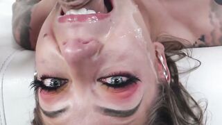 Tattooed MILF Karma RX has her face fucked before facial