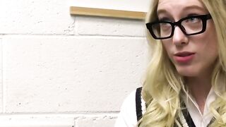 Short geeky blonde fucked by officer
