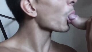 Naughty tattooed Latino fucked doggystyle bareback after BJ