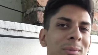 Naughty tattooed Latino fucked doggystyle bareback after BJ