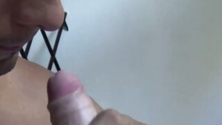 Naughty tattooed Latino fucked doggystyle bareback after BJ