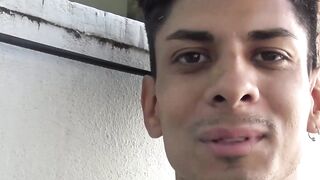 Naughty tattooed Latino fucked doggystyle bareback after BJ