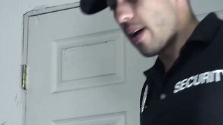 Inked jock thief facialized after bareback officer fucking