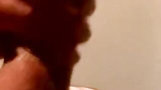 Hung bald amateur cums in mature mans mouth after blowjob