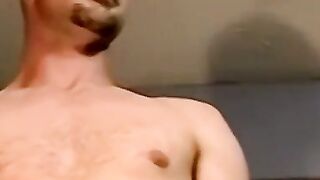 Hung bald amateur cums in mature mans mouth after blowjob