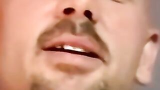 Hung bald amateur cums in mature mans mouth after blowjob
