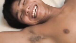 Tied up Asian teen gets sexy tickling that made him moan