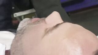 Dominant car mechanic subdues handsome hunk for feet worship