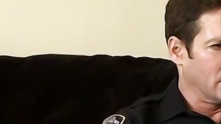 Mature daddy fucks young men while policeman jerks off