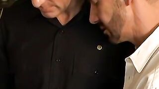 Mature daddy fucks young men while policeman jerks off