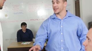 Bully from work receives threesome anal as punishment