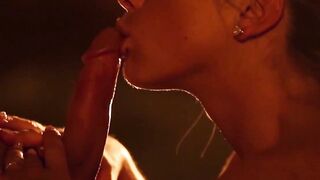 Erotic blonde beauty sucks big cock before riding it