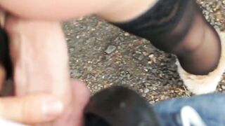POV video of random prostitute fucking guy for money outdoor