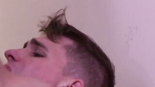 Skinny gay dude blowing dick and getting hammered hard