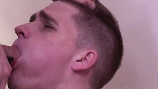 Skinny gay dude blowing dick and getting hammered hard