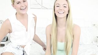 Cute lesbian sluts Abby Cross and Molly Mae lick each other