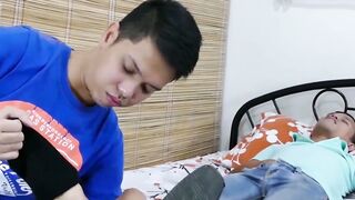 Foot fetish teens moan during kinky feet licking and hot BJ