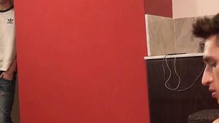 Cute twink Francis Gerard gives blowjob to his Latino friend