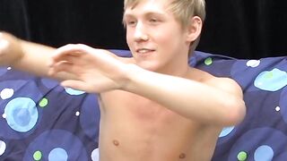 Skinny teenager Hayden jerks off while moaning from pleasure