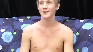 Skinny teenager Hayden jerks off while moaning from pleasure