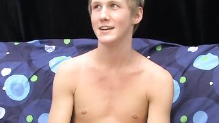 Skinny teenager Hayden jerks off while moaning from pleasure