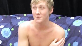 Skinny teenager Hayden jerks off while moaning from pleasure