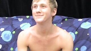Skinny teenager Hayden jerks off while moaning from pleasure