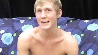 Skinny teenager Hayden jerks off while moaning from pleasure