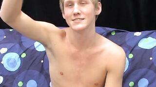 Skinny teenager Hayden jerks off while moaning from pleasure