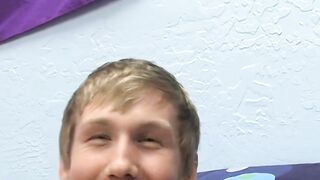Skinny teenager Hayden jerks off while moaning from pleasure