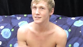 Skinny teenager Hayden jerks off while moaning from pleasure