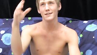 Skinny teenager Hayden jerks off while moaning from pleasure